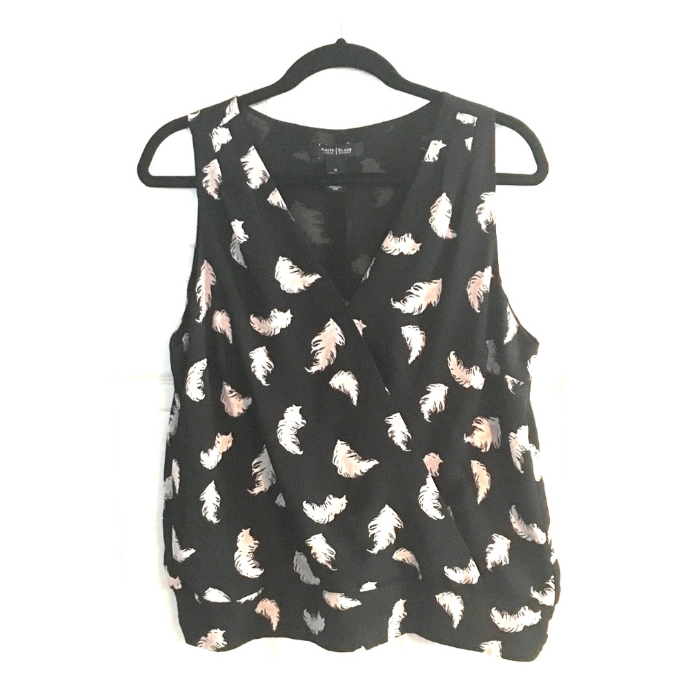 White House Black Market print blouse size med